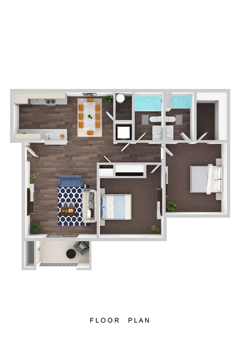 The Banks on Bradley Apartments 3D Floor Plans - 2x2 a
